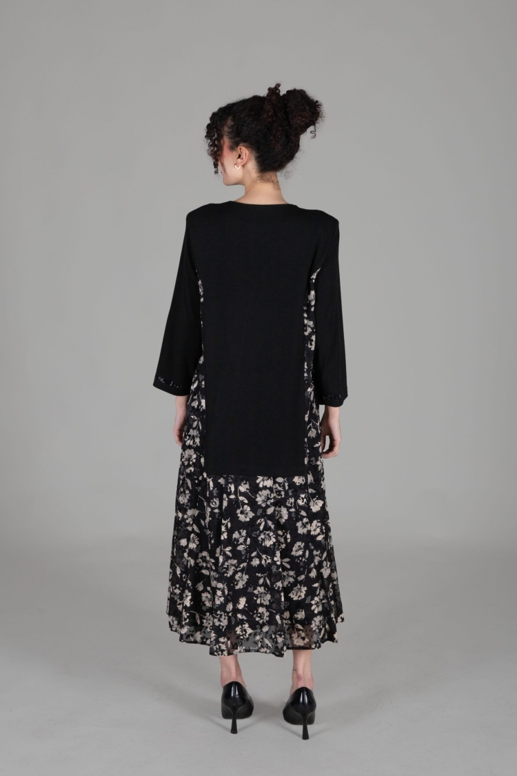 Round Neck Chiffon Dress