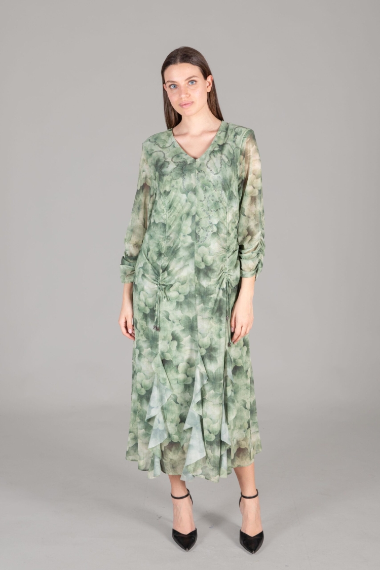 Round Neck Empirme Dress - GUMANIZE - Globality Store - Women Clothes Wholesale Turkey