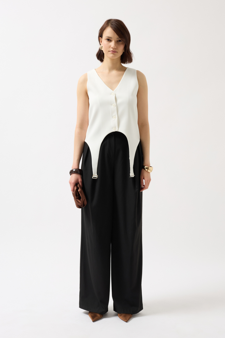 Belt Detail V-Neck Vest
