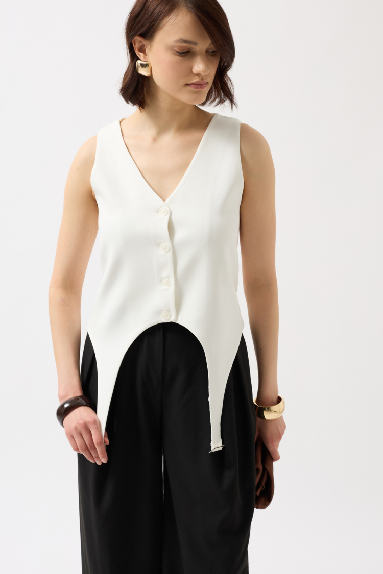 Belt Detail V-Neck Vest - Black Fashion - Globality Store - Women Clothes Wholesale Turkey