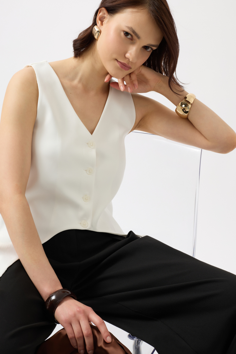 Belt Detail V-Neck Vest