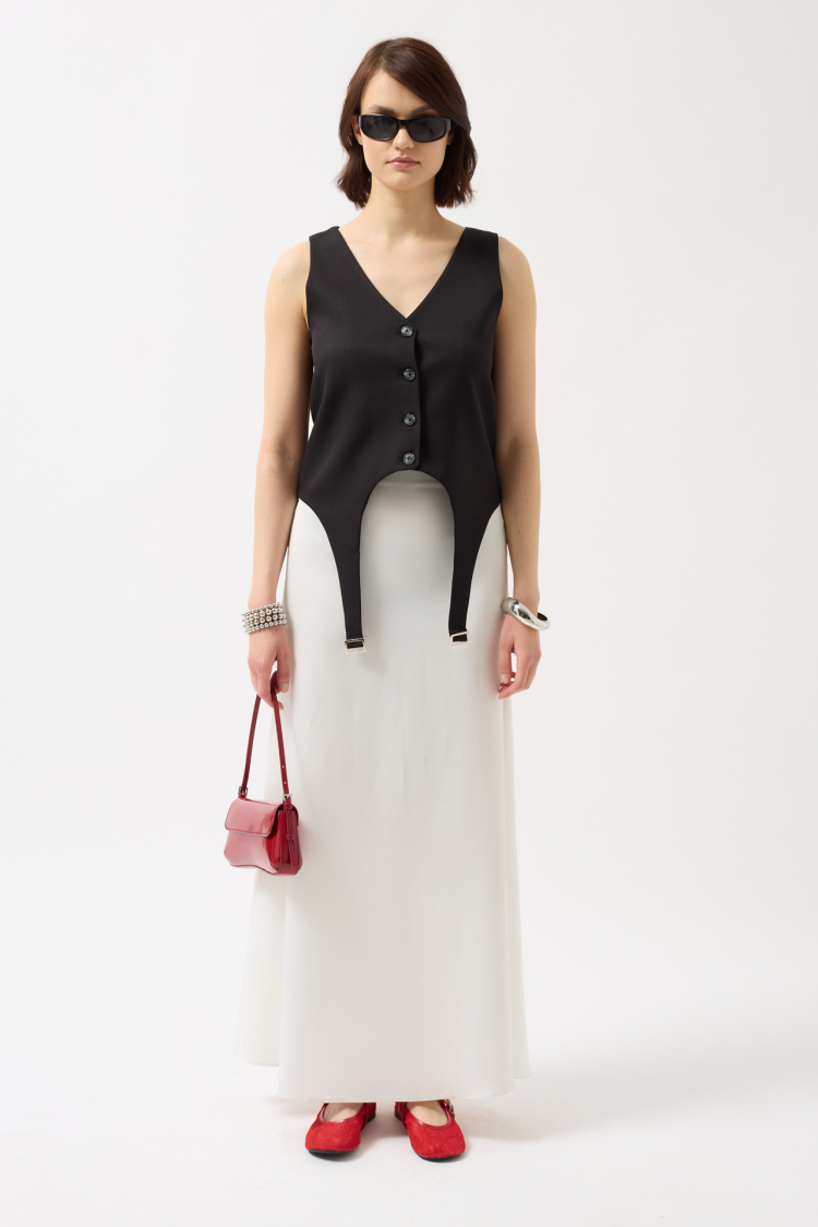 Belt Detail V-Neck Vest
