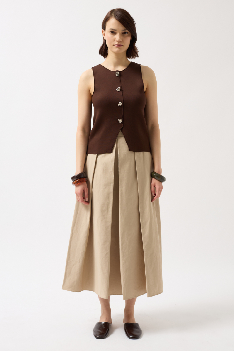 Textured Vest With Buttons