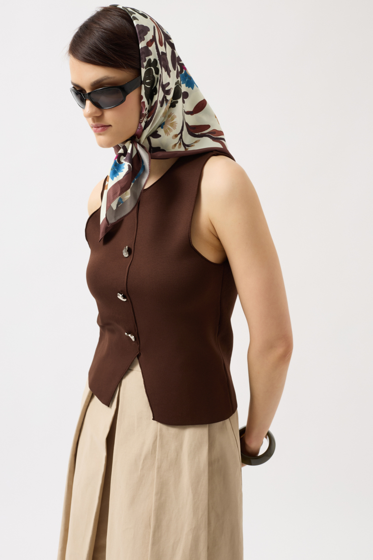 Textured Vest With Buttons