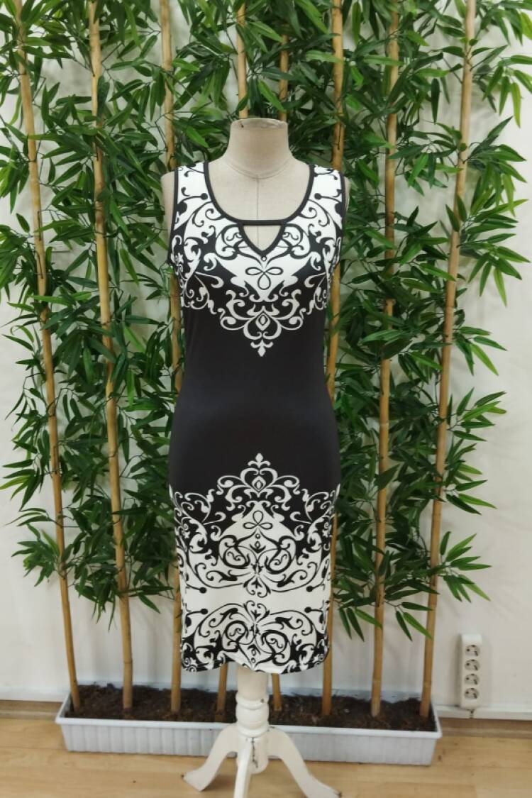 Women's Strappy V Neck Patterned Plunge Dress