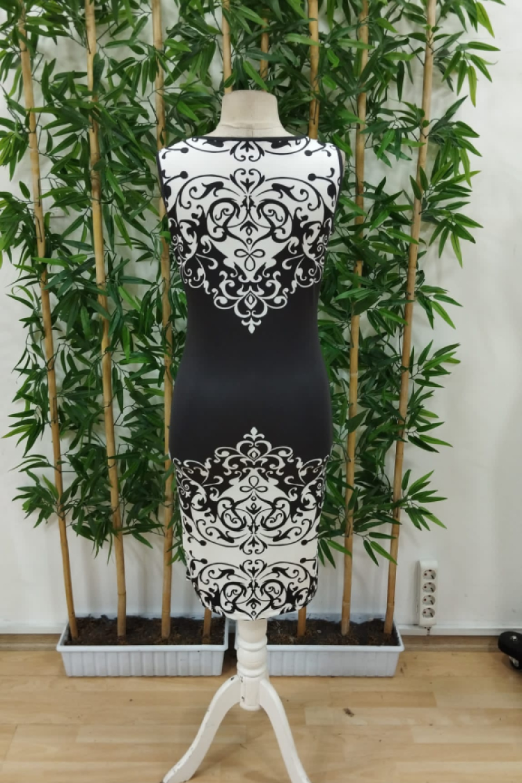 Women's Strappy V Neck Patterned Plunge Dress