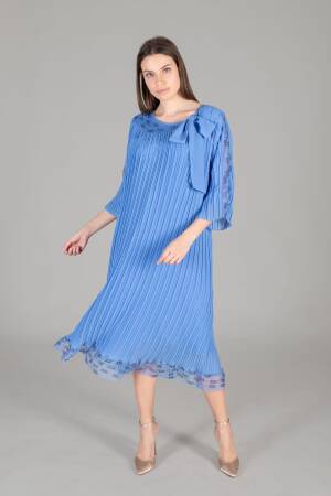 Round Neck Tulle Chiffon Dress - GUMANIZE - Globality Store - Women Clothes Wholesale Turkey