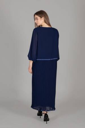 Round Neck Embroidered Chiffon Dress - GUMANIZE - Globality Store - Women Clothes Wholesale Turkey