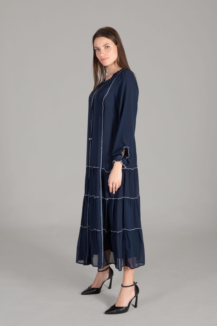Ruffle Neck Chiffon Dress