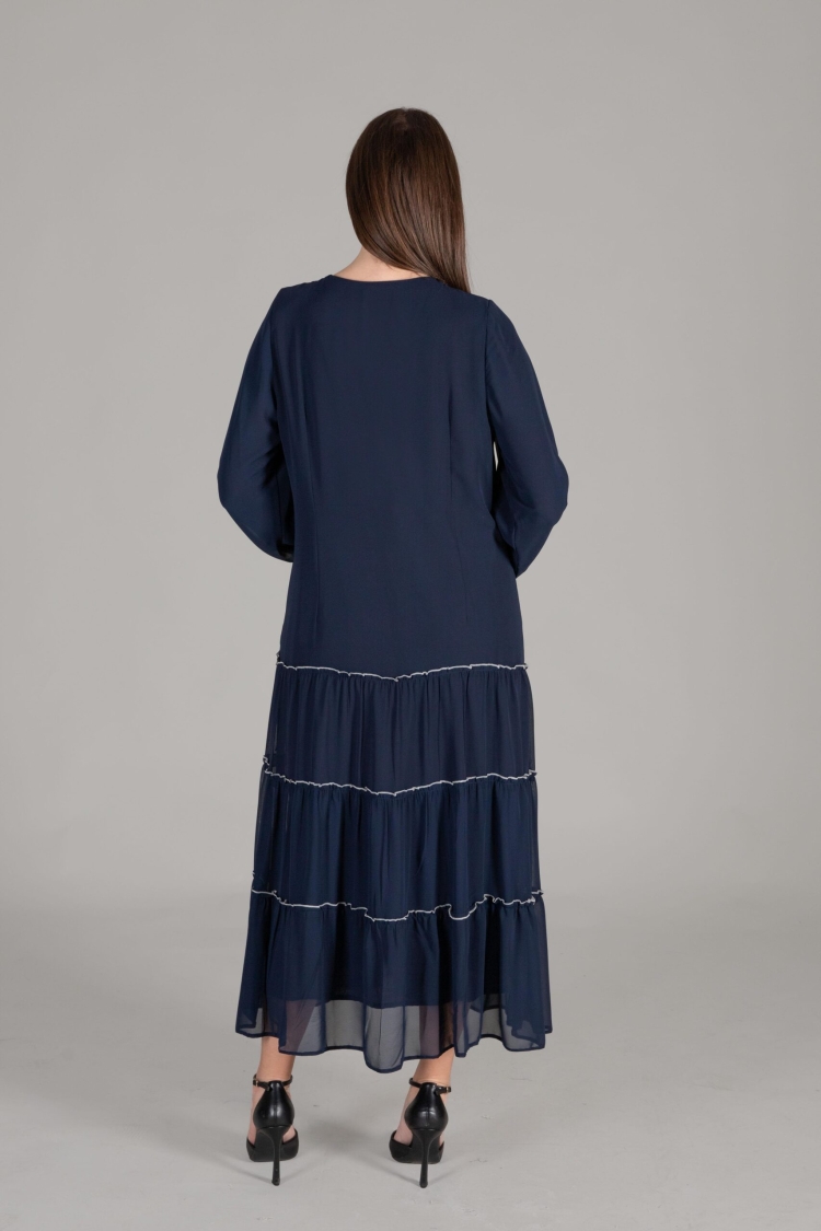 Ruffle Neck Chiffon Dress