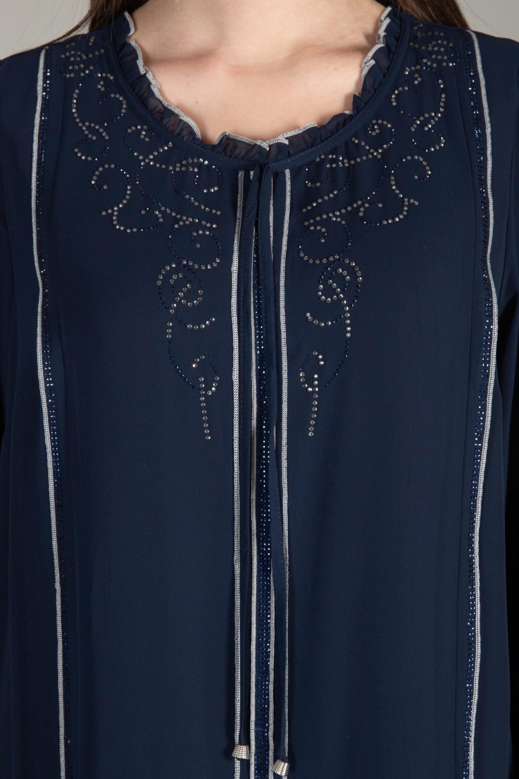 Ruffle Neck Chiffon Dress