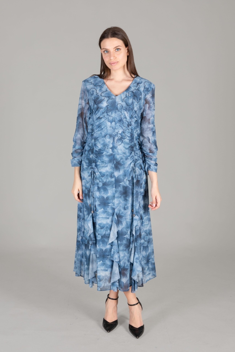 Round Neck Empirme Dress - GUMANIZE - Globality Store - Women Clothes Wholesale Turkey