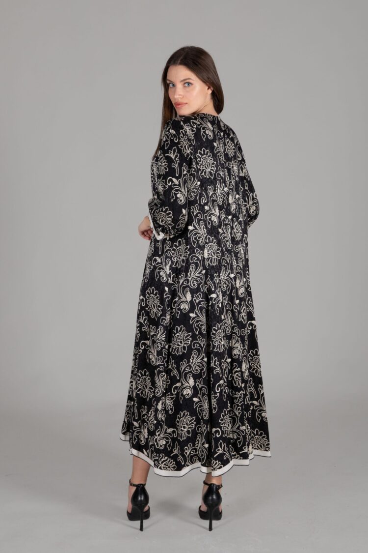 Ruffle Collar Jacquard Empirme Dress