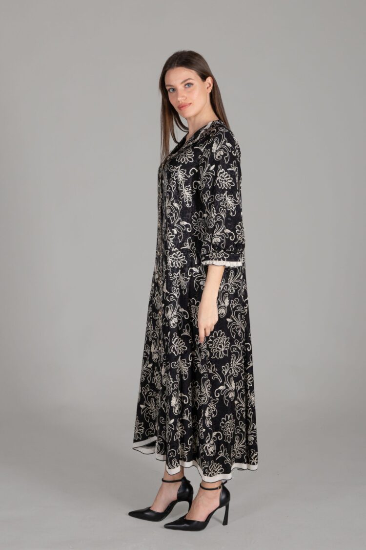 Ruffle Collar Jacquard Empirme Dress