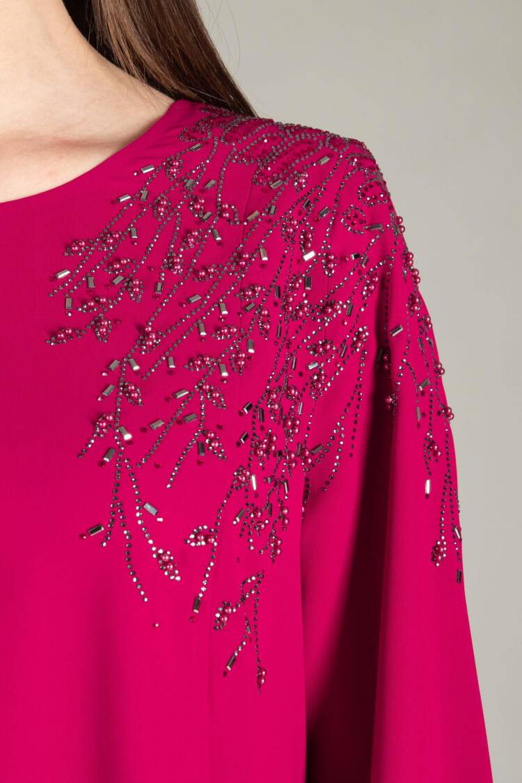 Cuff Round Neck Gown Dress