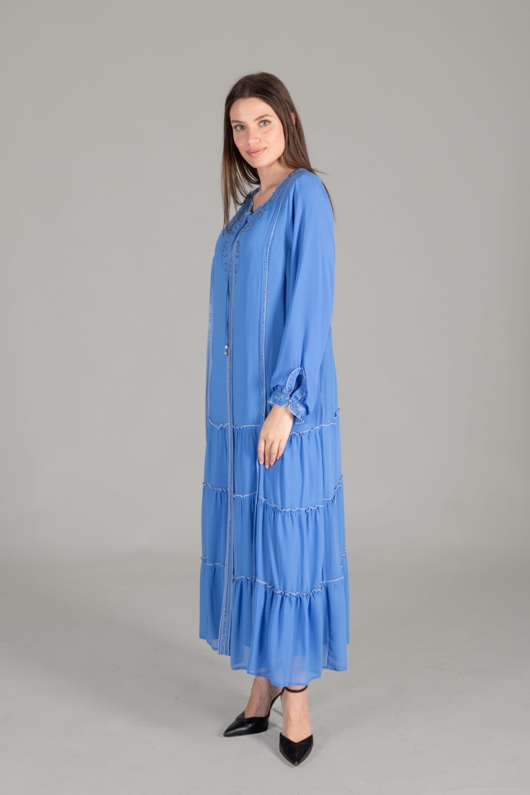 Ruffle Neck Chiffon Dress