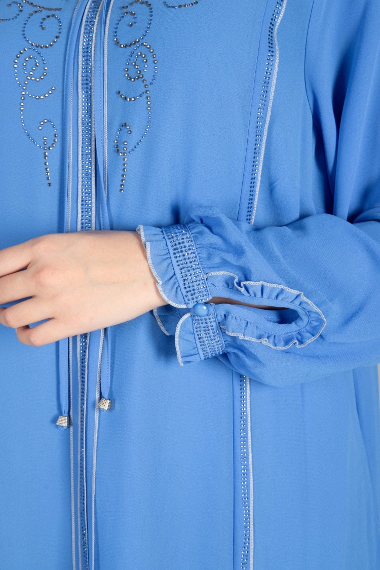 Ruffle Neck Chiffon Dress