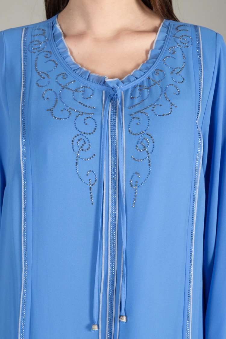 Ruffle Neck Chiffon Dress