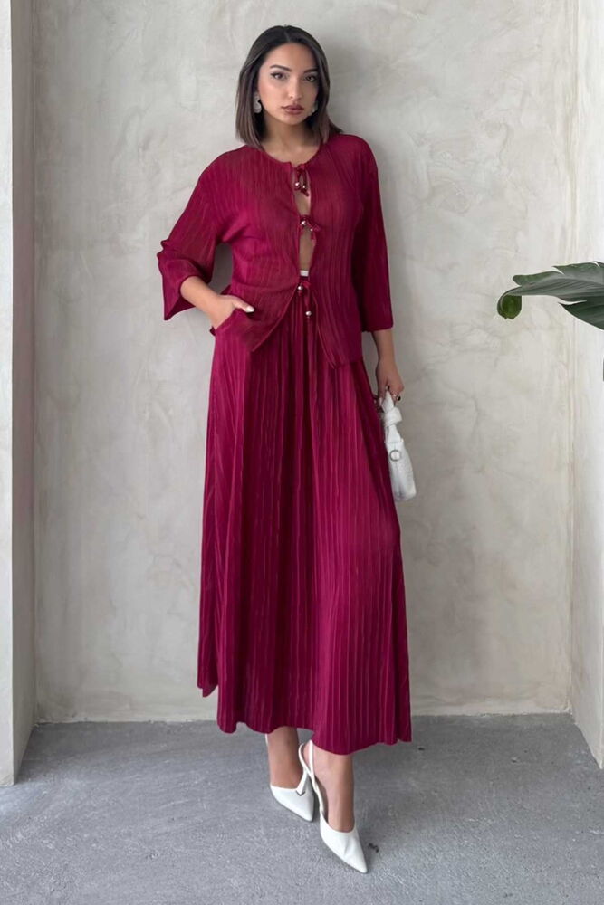 Pleise Skirt - Burgundy - Topshow - Globality Store - Women Clothes Wholesale Turkey