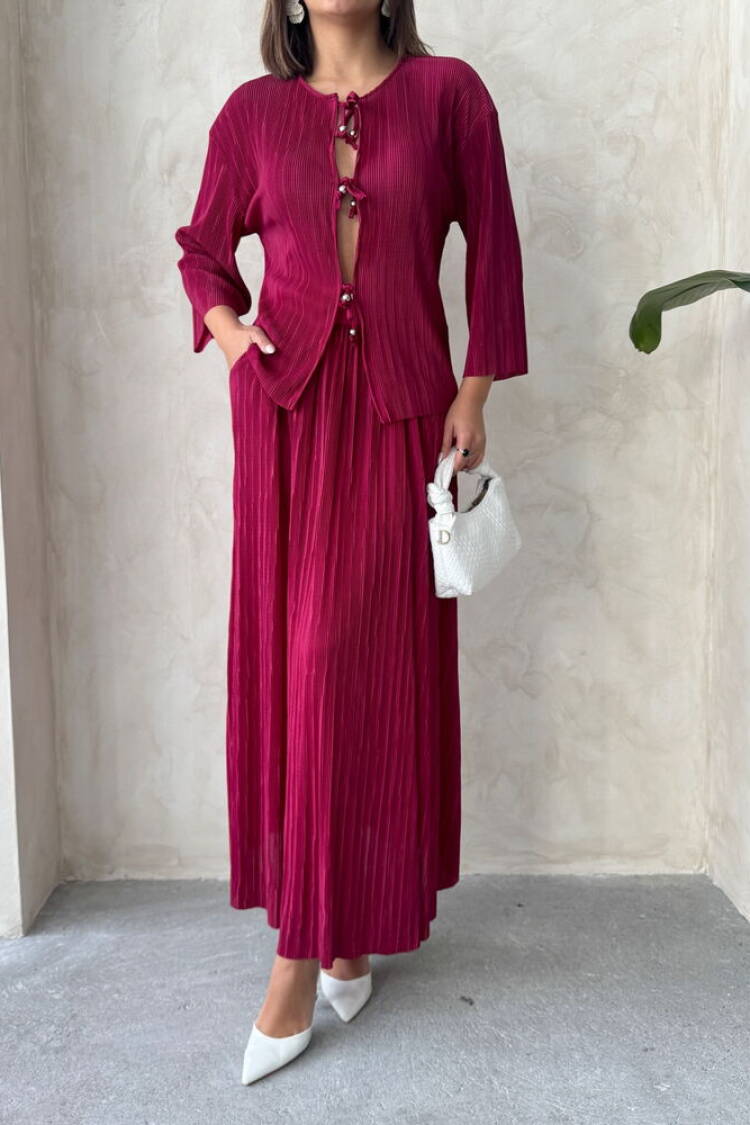 Pleise Skirt - Burgundy