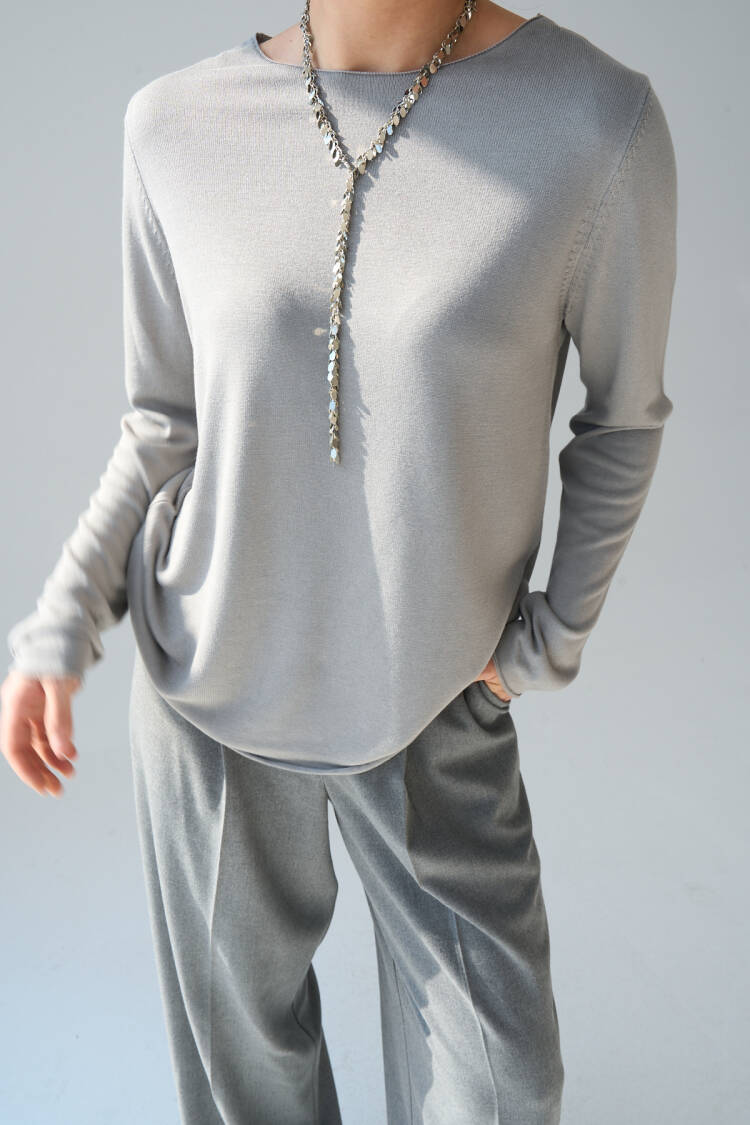 Plain Open Collar Sweater - Light