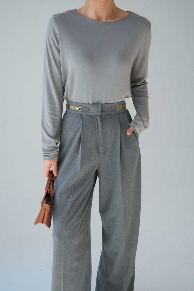 Plain Open Collar Sweater - Light