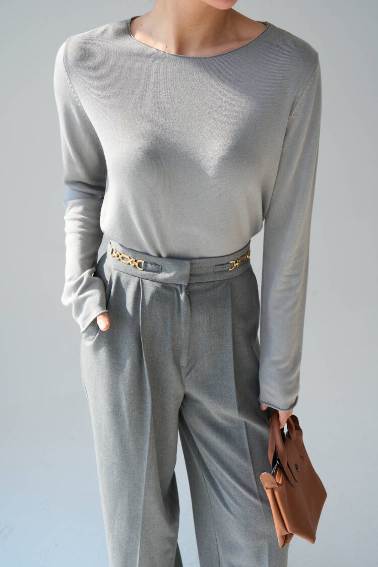 Plain Open Collar Sweater - Light