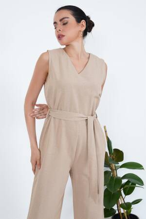 WholesaleJumpsuit With Back Zipper Waist Belt - Lustrin - Globality Store - Women Clothes Wholesale Turkey