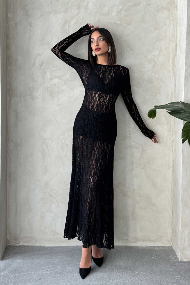 Lace Dress - Black - Topshow - Globality Store - Women Clothes Wholesale Turkey