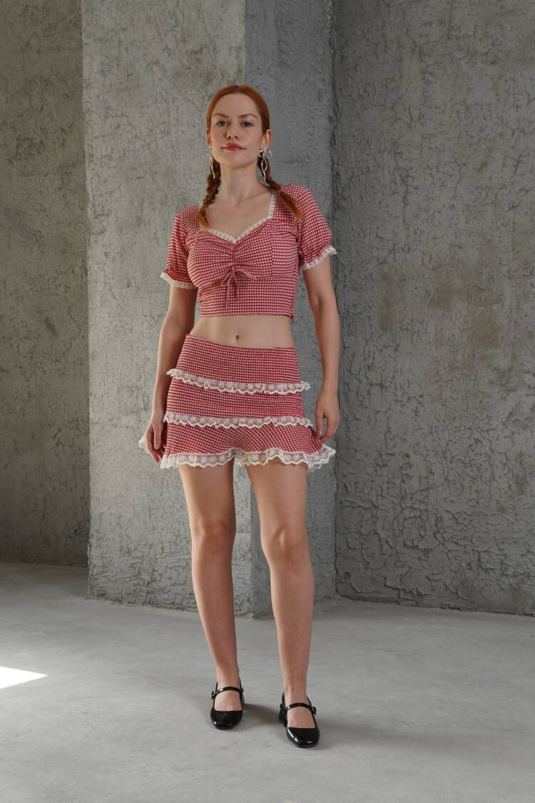 Pötikare Patterned Skirt CropWholesale Double Suit