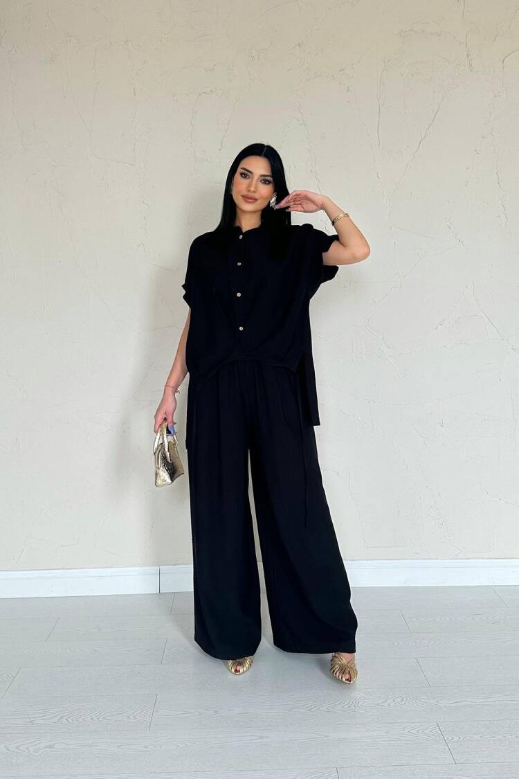 Front Pleated Double Linen Suit - Elisa - Globality Store - Women Clothes Wholesale Turkey