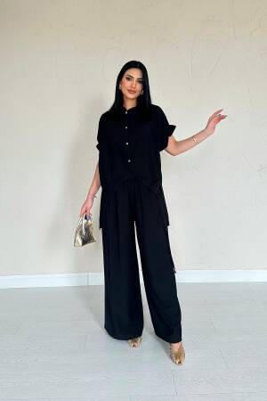 Front Pleated Double Linen Suit - Elisa - Globality Store - Women Clothes Wholesale Turkey