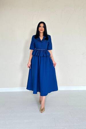 Slim Belt Ruffle Jacket & Ruffle Skirt Set - Saks - Elisa - Globality Store - Women Clothes Wholesale Turkey