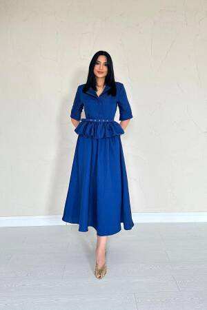 Slim Belt Ruffle Jacket & Ruffle Skirt Set - Saks - Elisa - Globality Store - Women Clothes Wholesale Turkey