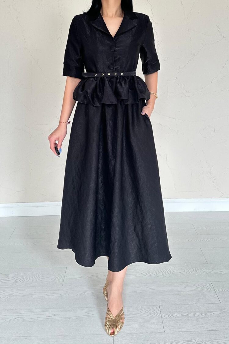 Slim Belted Ruffle Jacket And Ruffle Skirt Set