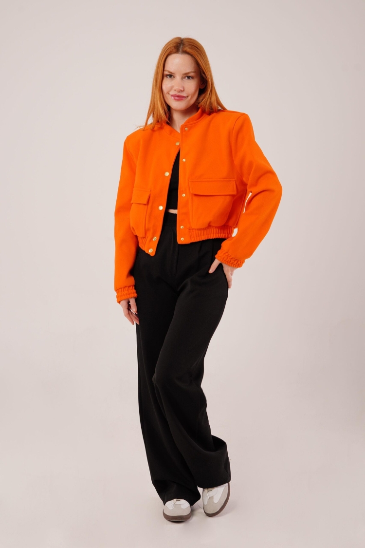 Gold Buttoned Cashmere Bomber Jacket
