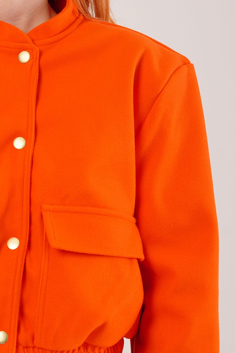 Gold Buttoned Cashmere Bomber Jacket
