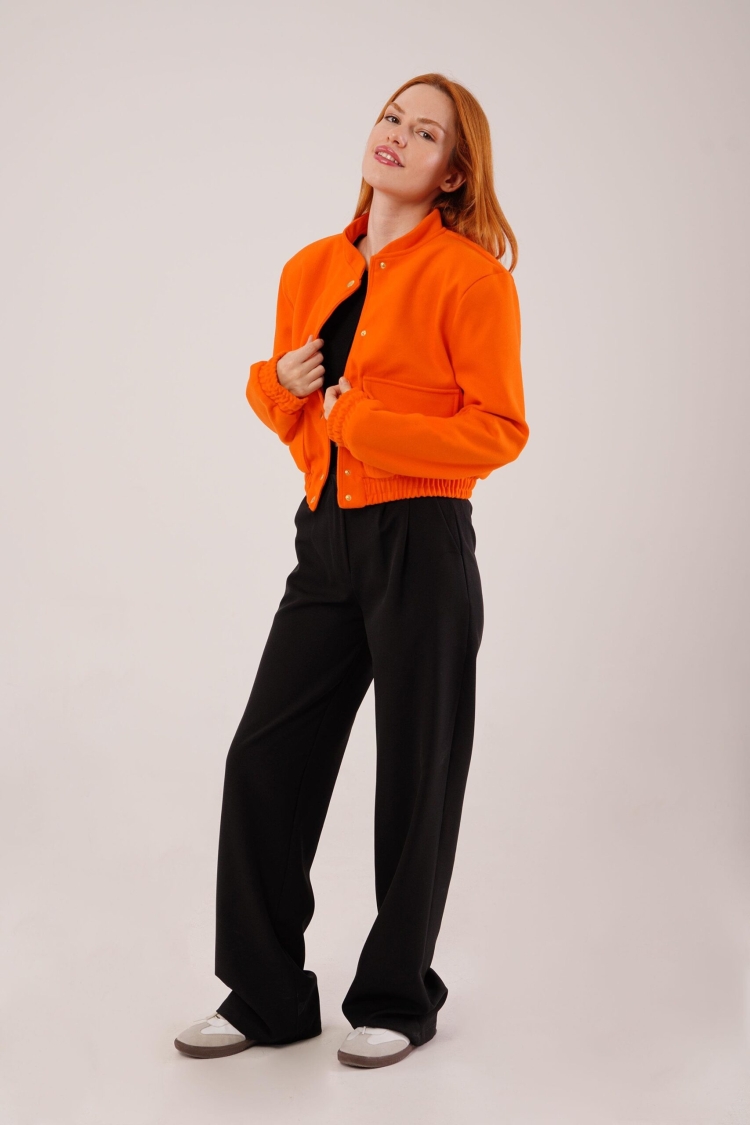 Gold Buttoned Cashmere Bomber Jacket