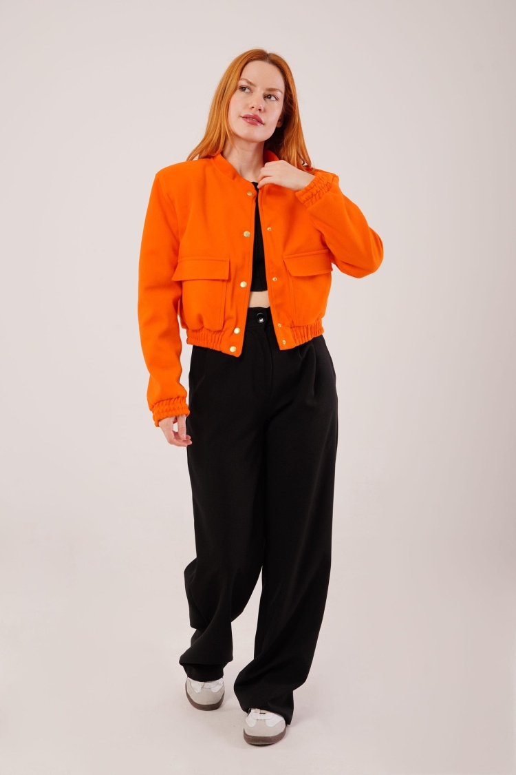 Gold Buttoned Cashmere Bomber Jacket