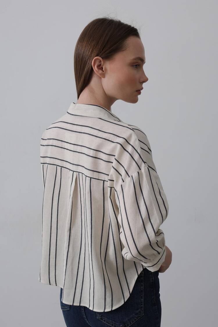 Striped Short Shirt - - -navy