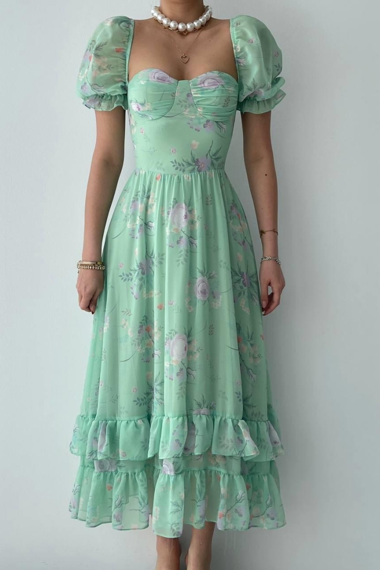 Chiffon Fabric Digital Pattern Printed Dress