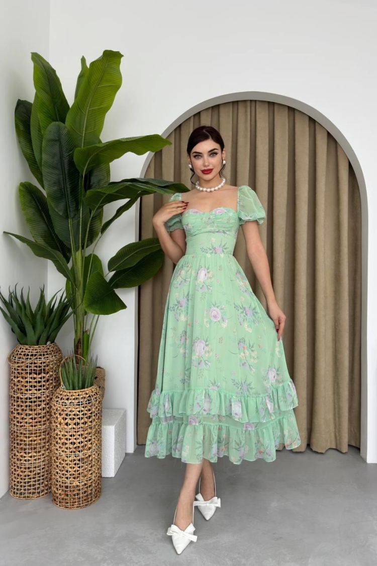 Chiffon Fabric Digital Pattern Printed Dress