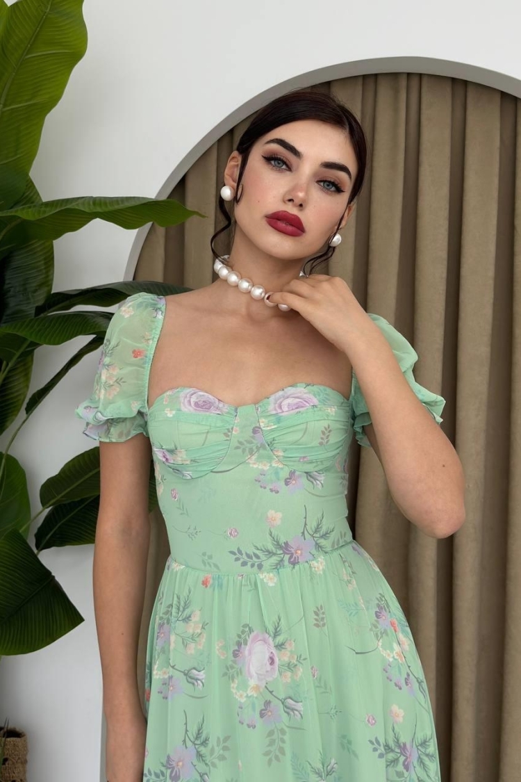 Chiffon Fabric Digital Pattern Printed Dress
