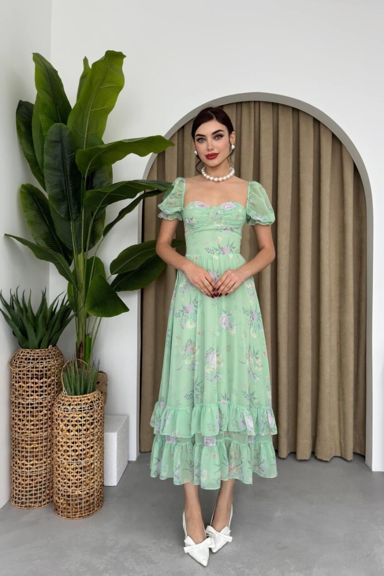 Chiffon Fabric Digital Pattern Printed Dress