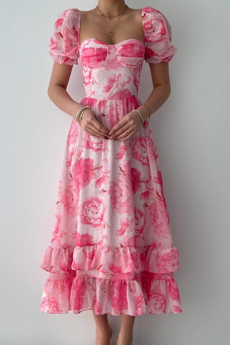 Chiffon Fabric Digital Pattern Printed Dress