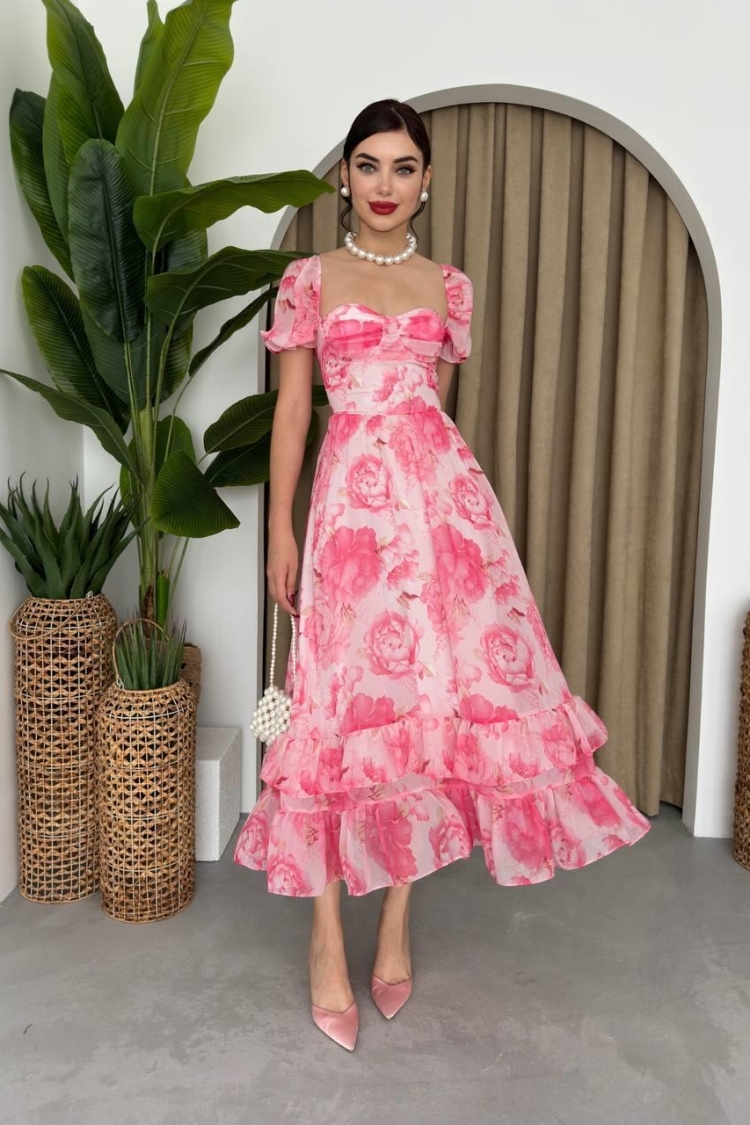 Chiffon Fabric Digital Pattern Printed Dress