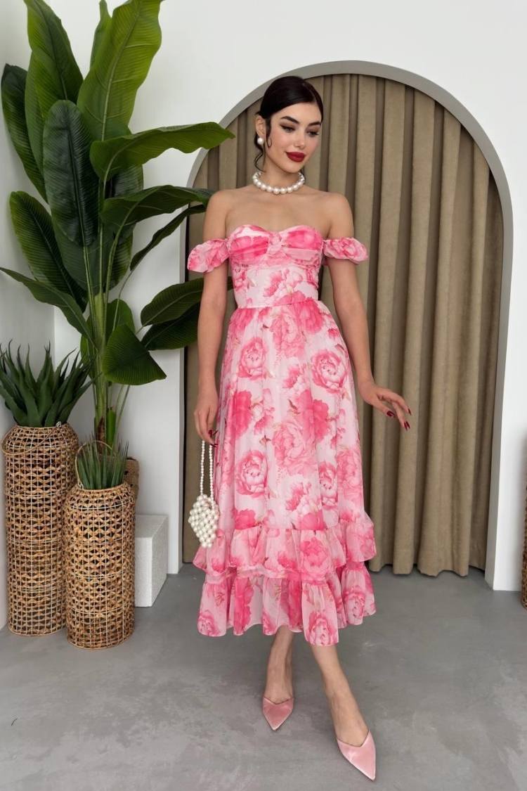 Chiffon Fabric Digital Pattern Printed Dress