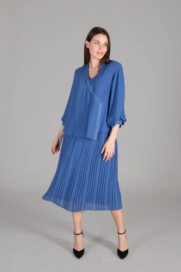 Judge Collar Chiffon Set - GUMANIZE - Globality Store - Women Clothes Wholesale Turkey