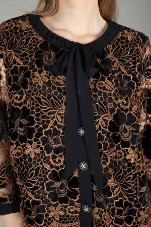 Round Neck Embroidered Velvet Jacket Chiffon Skirt - Multicolor - GUMANIZE - Globality Store - Women Clothes Wholesale Turkey