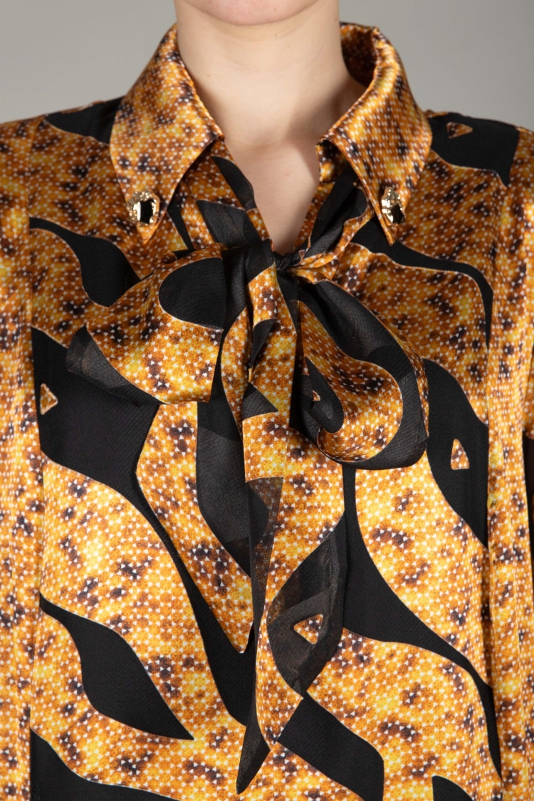 Y Neck Scarf Dress - Multicolor